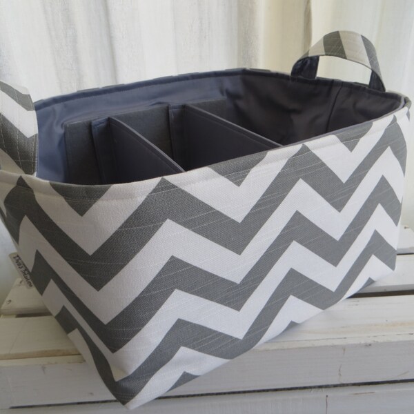 Baby Caddy, Diaper caddy, Baby Organizer, diaper holder, scrapbook tote with adjustable and removable dividers 12 x 10 x 7