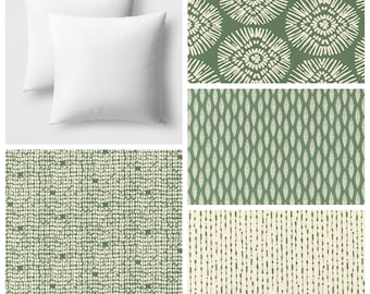 Green Pillow Cover: Decorative Throw Pillow, Mix & Match Fabrics