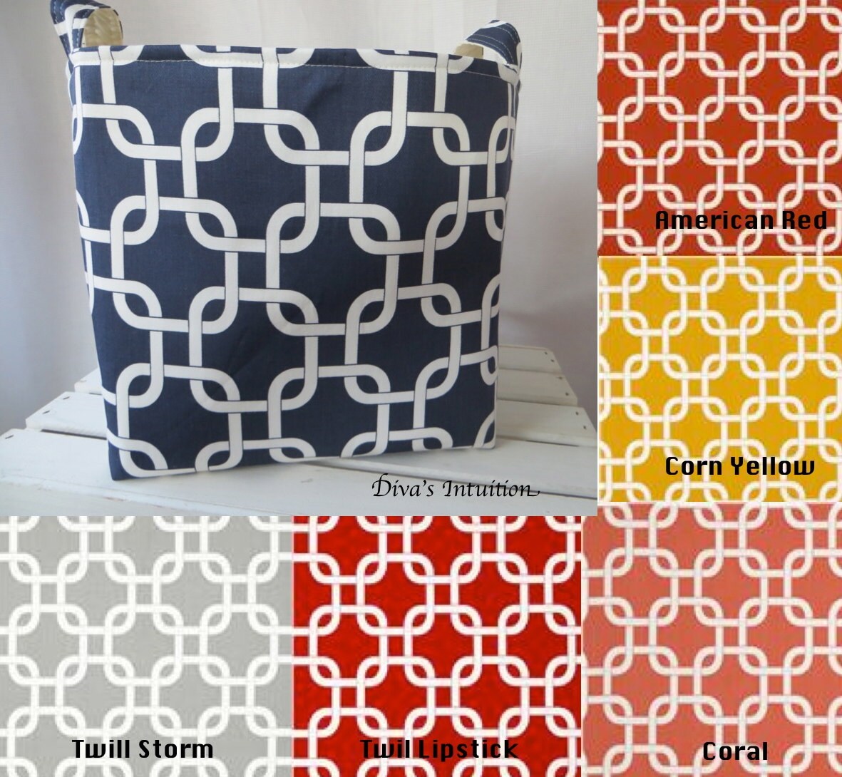 fabric storage bin 11 x 11 x 11 Premier Print Gotcha Etsy