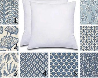 Navy Floral Double sided zippered Pillow Cover: Choose Your Fabrics, Decorative zippered Throw Pillow