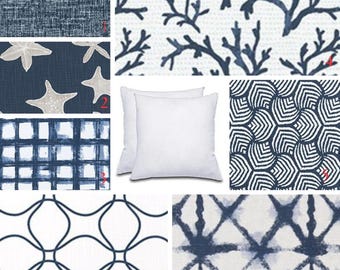 Decorative Double Sided Zippered Pillow Cover: Italian Denim Collection