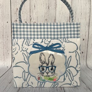 Personalized Boy Easter Basket: Embroidered Bunny Shaker Basket
