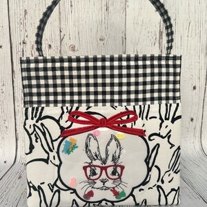 Personalized Easter Basket: Embroidered Bunny Shaker Basket