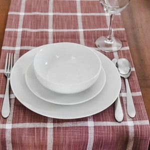 Farmhouse check table runner /  Plaid Table Runner /Burlwood Plaid Table Runner /  Burlwood table runner / Table linens / Table cloths