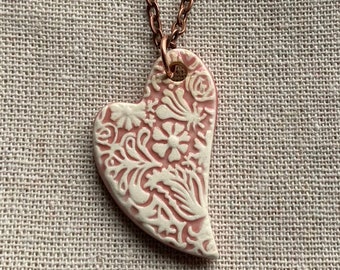 Dusty Rose Flower Necklace-Kim OHara Designs-Ceramic Jewelry