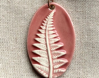 Dusty Rose Fern Necklace-Kim OHara Designs-Ceramic Jewelry