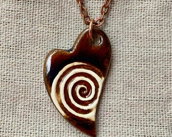 Swirl Heart Necklace-Kim OHara Designs-Ceramic Jewelry