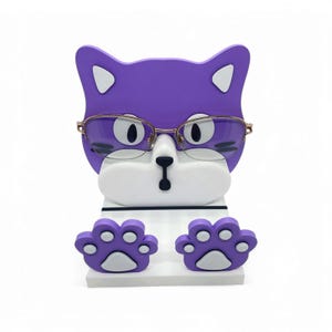 Cat Glasses Holder | Cute Eyeglass Stand | 3D Printed Desk Organizer | Funny Nightstand Decor | Gift for Cat Lovers | Home Office Accessory