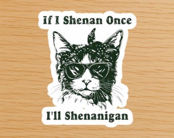 Shenanigan Cat Sticker: Funny Retro Waterproof Vinyl Sticker