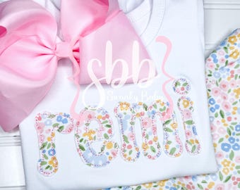 Girls Monogrammed Shirt, Girls Personalized Shirt, Pastel Floral, Girls Shirt with Name, Girls Ruffle Shirt, Embroidered Shirt