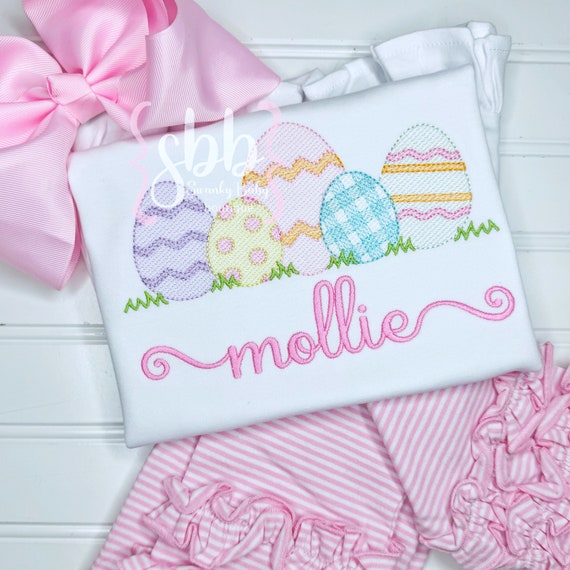 Girls Easter Shirt, Personalized Easter Shirt, Embroidered Easter Egg Shirt, Monogrammed Easter Shirt, Matching Brother Sister Easter Shirts