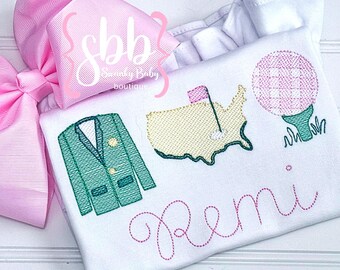 Girls Personalized Golf Shirt, Embroidered Golf Shirt, Monogrammed Golf Shirt for Girls, Baby Golf Romper, Toddler Golf Shirt, Golf Bubble