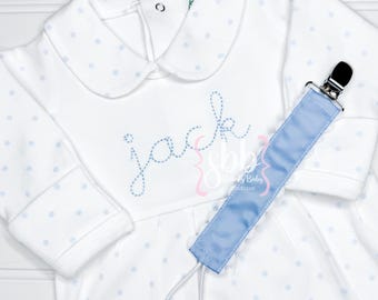Baby Boy Coming Home Outfit, Monogrammed Romper, Personalized Baby Gift, Monogrammed Footie, Blue Dot Footie, Newborn Footie, 100% cotton