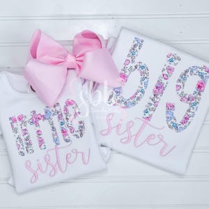 Big Sister Shirt, Little Sister Shirt, Sibling Shirts, Liberty London, Monogram Shirt, Personalized Sister Shirt, Matching Sister Shirts