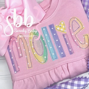 Girls Bubble Sweatshirt, Girls Personalized Sweatshirt, Girls Pink Sweatshirt with Name, Monogrammed Sweatshirt, Appliqued Sweatshirt