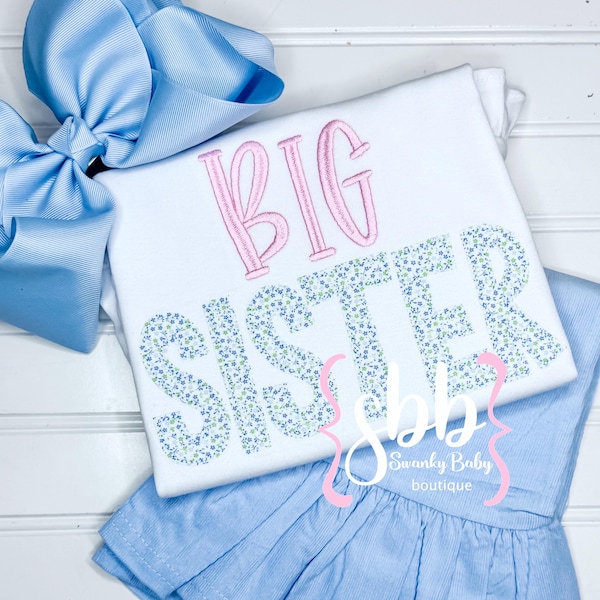 Big Sister Shirt, Little Sister Shirt, Sibling Shirts, Brother Applique Shirt, Sister Applique Shirt, Brother Sister Personalized Shirt
