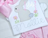 Girls Easter Shirt, Girls Bunny Shirt, Personalized Easter Shirt, Easter Ruffle Romper, Embroidered, Monogrammed Easter Shirt, Easter Shirts
