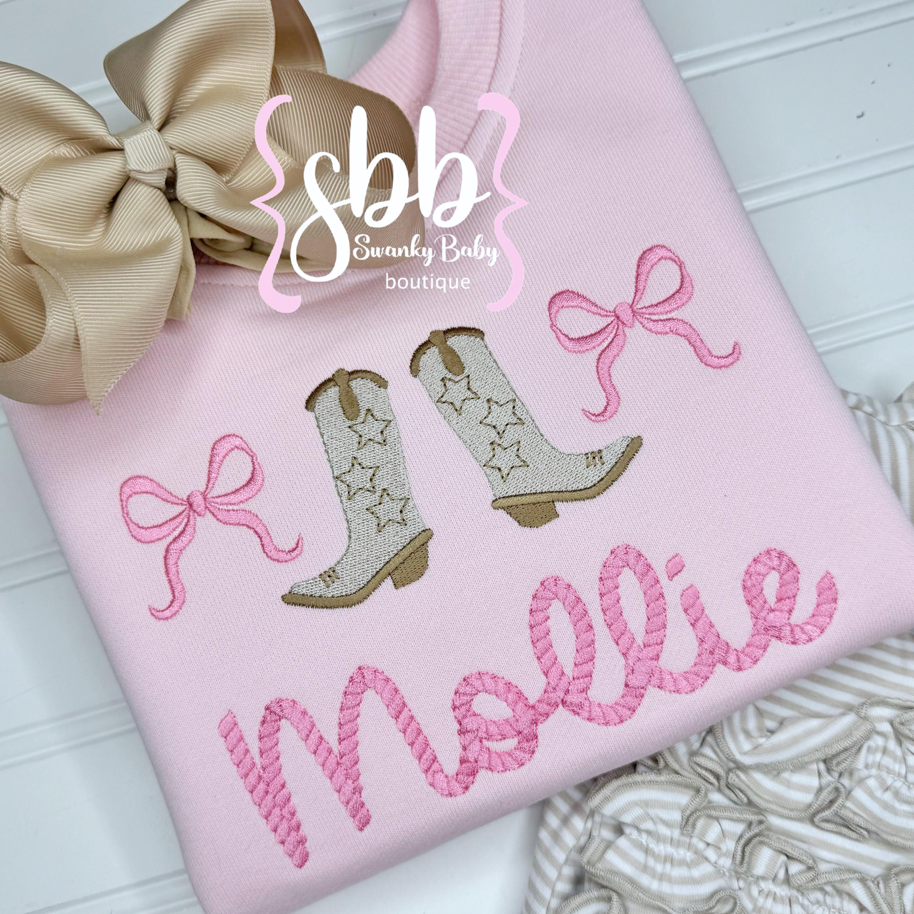 Girls Rodeo Sweatshirt, Personalized Sweatshirt for Rodeo, Cowgirl Boots, Cowgirl Sweatshirt, Embroidered Rodeo Shirt, Monogrammed, Toddler
