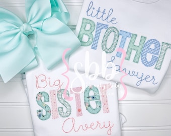 Big Brother Shirt, Big Sister Shirt, Little Sister Shirt, Brother Applique Shirt, Sister Applique Shirt, Brother Sister Personalized Shirt