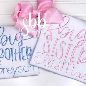 Big Sister Shirt, Big Brother Shirt, Embroidered Big Sister Shirt, Embroidered Big Brother Shirt, Monogrammed Shirt, Matching Sibling Shirts