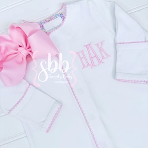 Baby Girl Footie, Coming Home Outfit, Baby Girl Monogrammed Outfit, 100% Organic Cotton, Newborn Girl Personalized Footie, Baby Shower Gift,