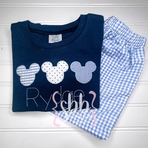 Boys Mouse Shirt, Mouse Trio Shirt, Boys Personalized Shirt, Boys Monogrammed Shirt, Boys Embroidered Shirt, Preppy, Classic, Matching Shirt