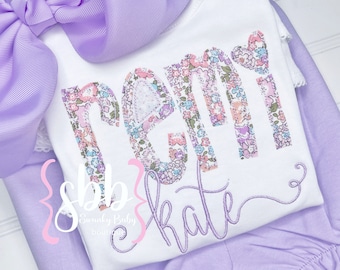 Girls Monogrammed Shirt, Girls Personalized Shirt, Liberty London, Floral, Girls Shirt with Name, Girls Ruffle Shirt, Embroidered Shirt