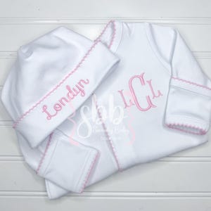 Baby Girl Footie, Coming Home Outfit, Baby Girl Monogrammed Outfit, 100% Organic Cotton, Newborn Girl Personalized Footie, Baby Shower Gift,