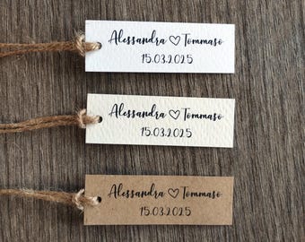 Rectangular 6 x 2 cm wedding favor tags - Confetti labels - Wedding favor tags