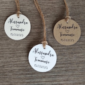 TAG BOMBONIERE MATRIMONIO rotondi 4 x 4 cm - Etichette confetti - Etichette matrimonio - Tag confetti
