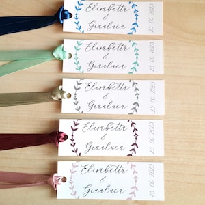 10 TAG BOMBONIERE MATRIMONIO rettangolati 10 x 3,5 cm - Etichette confetti - Etichette matrimonio - Tag confetti