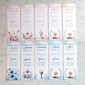 10 SEGNALIBRI PRIMA COMUNIONE - bomboniera segnaposto 7 x 20 cm - Personalizzati