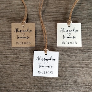 TAG BOMBONIERE MATRIMONIO quadrati 4 x 4 cm - Etichette confetti - Etichette matrimonio - Tag confetti