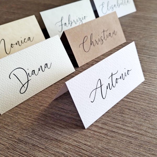 Personalized Wedding Place Cards 9 x 4.5 cm (x 2), Folding Easel-Style Guest Name Cards for Baptism and Communion