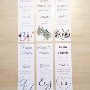 10 SEGNALIBRI MATRIMONIO - bomboniera segnaposto 7 x 20 cm - Personalizzati