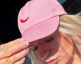 Pink Chili Pepper Hat, Cute Embroidered Dad Cap, Trendy Girly Baseball Hat, Aesthetic Summer Outfit, Gift for Her