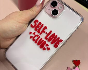 Self Love Club iPhone-skal, sött estetiskt telefonskal, rosa flickigt iPhone-skal, That Girl-telefonskal, kokett stil present till henne