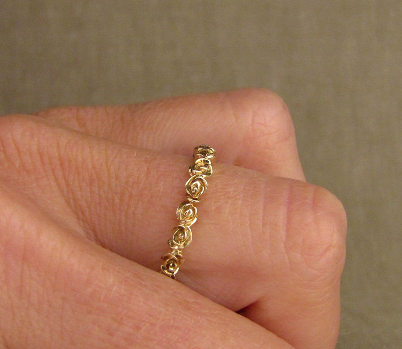 Narrow Rose Band 14K gold Made to Order Etsy