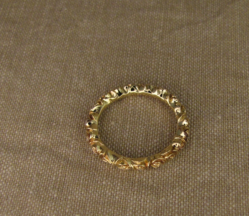 Narrow Rose Band 14K Gold Made to Order Etsy