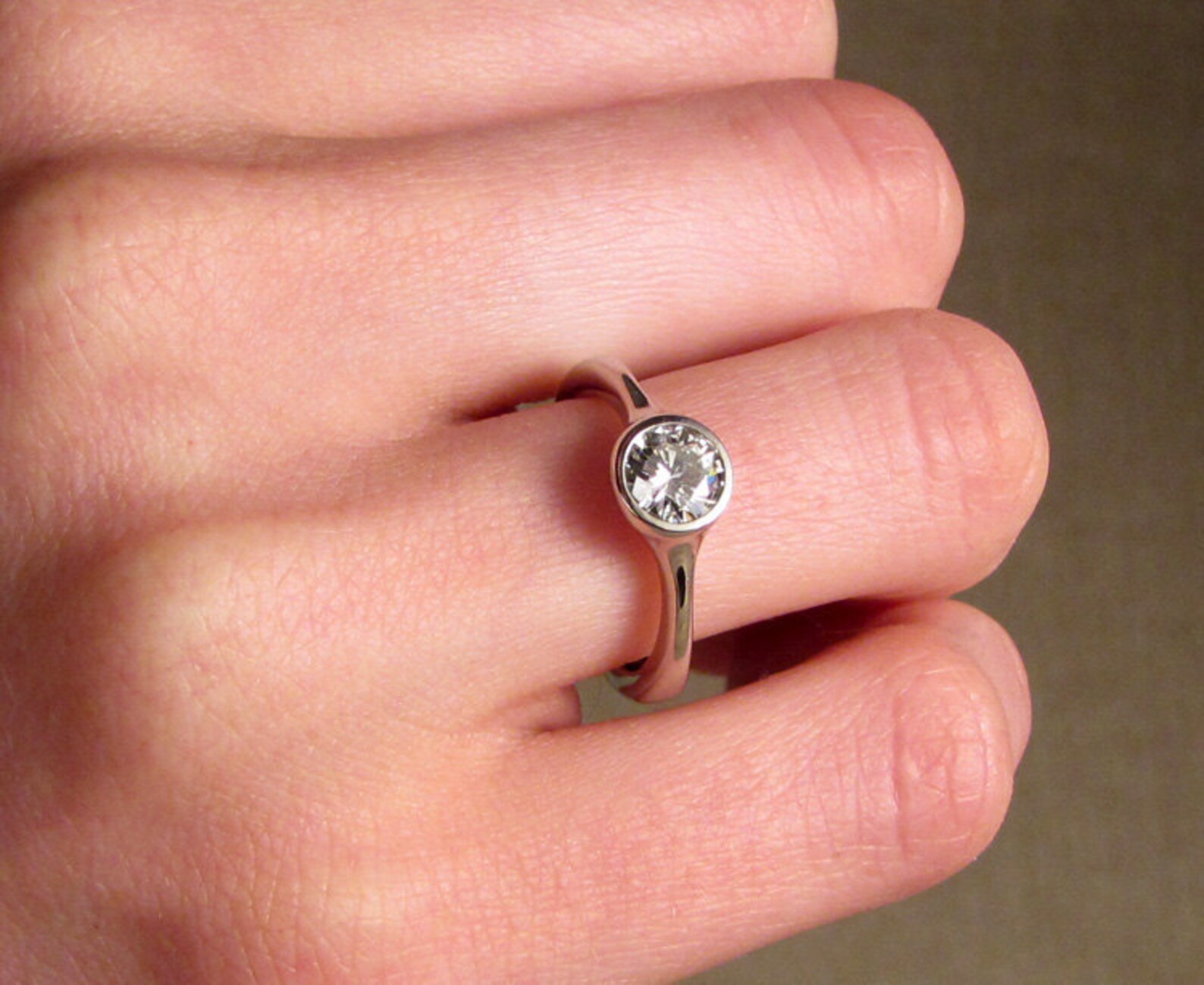LowProfile Solitaire Engagement Ring Made to Order Etsy