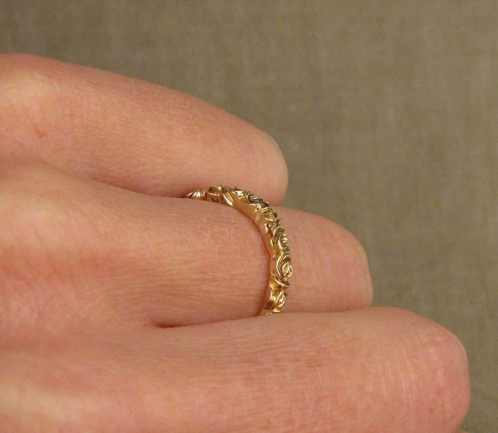 Narrow Rose Band 14K gold Made to Order Etsy