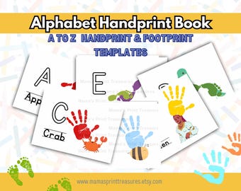 Boekpagina's met handafdruk alfabet om af te drukken - ABC-printables voor gepersonaliseerd leren