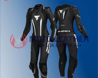 SHIMA Miura RS Ladies White Black One Piece Leather Motorbike Race Suit