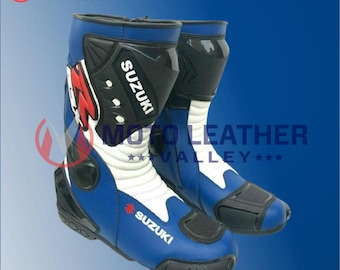 Suzuki Motorbike Moto GP Motorcycle Boots Racing Suzuki Riding Leather Shoes