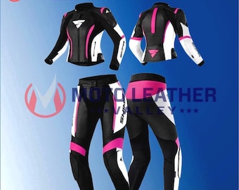 SHIMA Miura RS Ladies Pink Two Piece Leather Motorcycle Racing Suit
