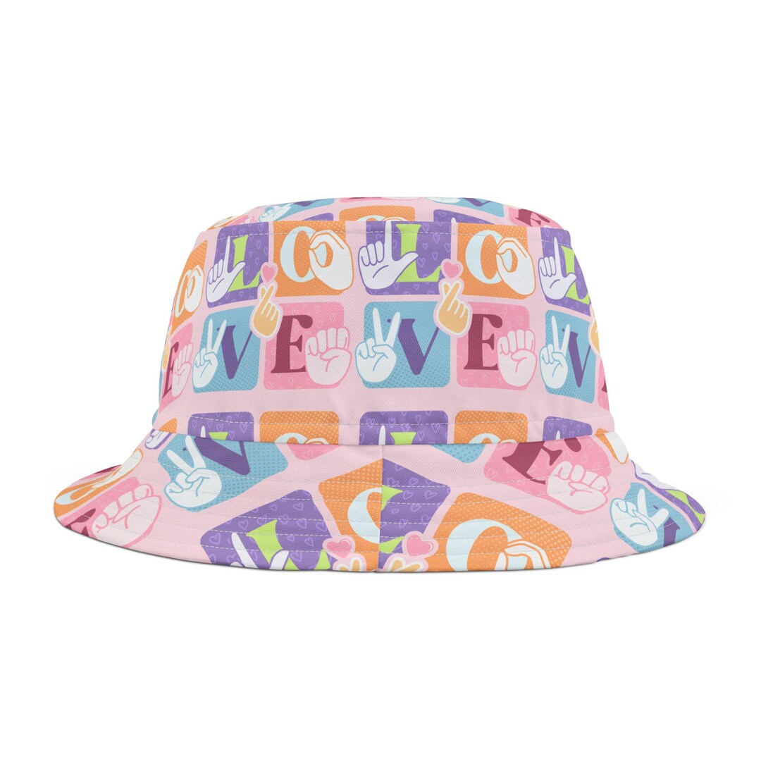 Colorful Sign Language Love Bucket Hat Summer, Festivals, Gifts, Beach ...
