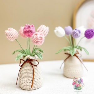 Handmade Crochet Tulips in Pot – Mini Crochet Flowers — Forever Blooming Floral Decor & Unique Gift