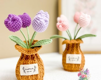 Handmade Crochet Tulip Arrangement – Forever Blooming Floral Decor
