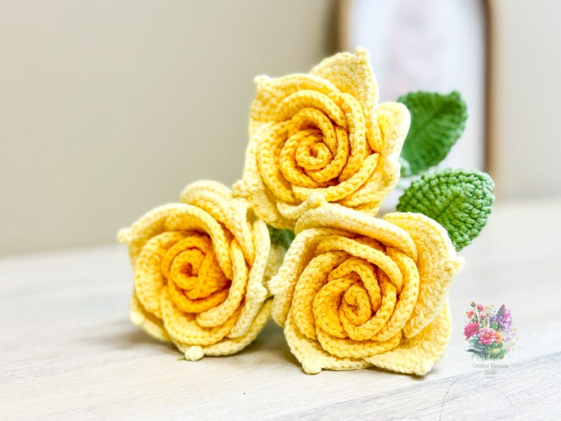 Crochet Roses Two Color Handmade Crochet Roses – Forever Blooming Flowers in Multiple Colors ...