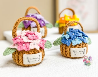 Handmade Crochet Hydrangea Basket – Forever Blooming Decor